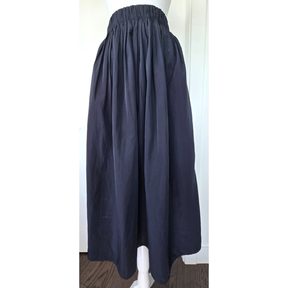 Uniqlo Minimalist Shine Evening Work Casual Maxi Skirt Black Sz S Quiet Luxury
